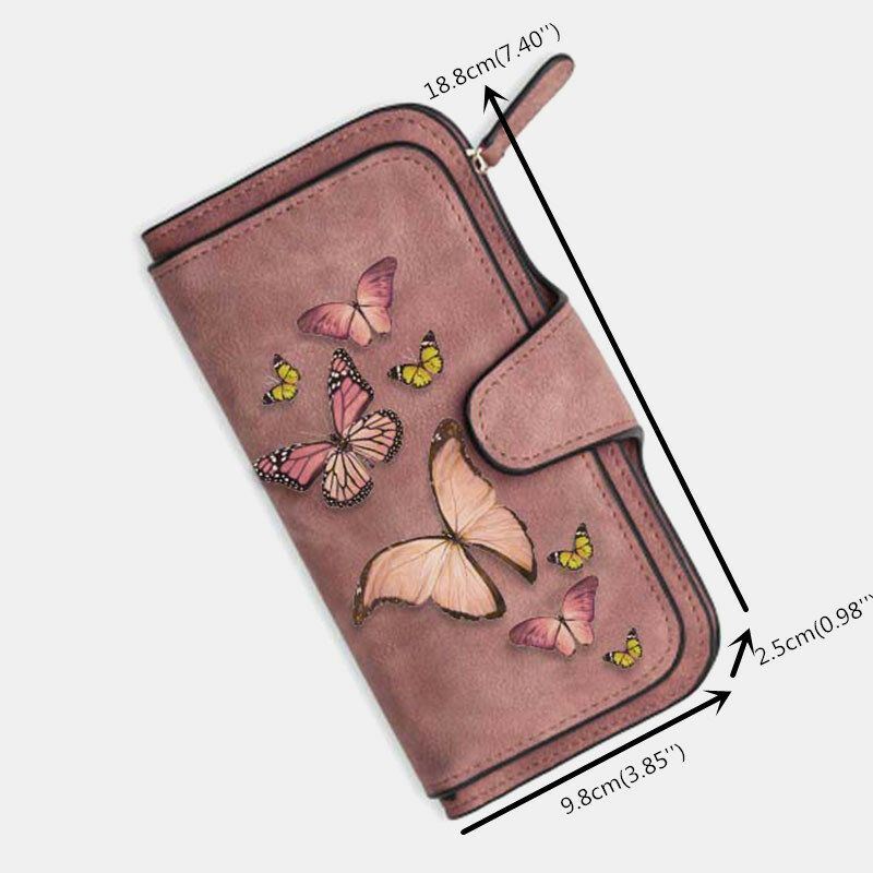 Dames Butterfly Four Fold Portemonnee Portemonnee 14 Kaartsleuf 5.5 Inch Telefoontas