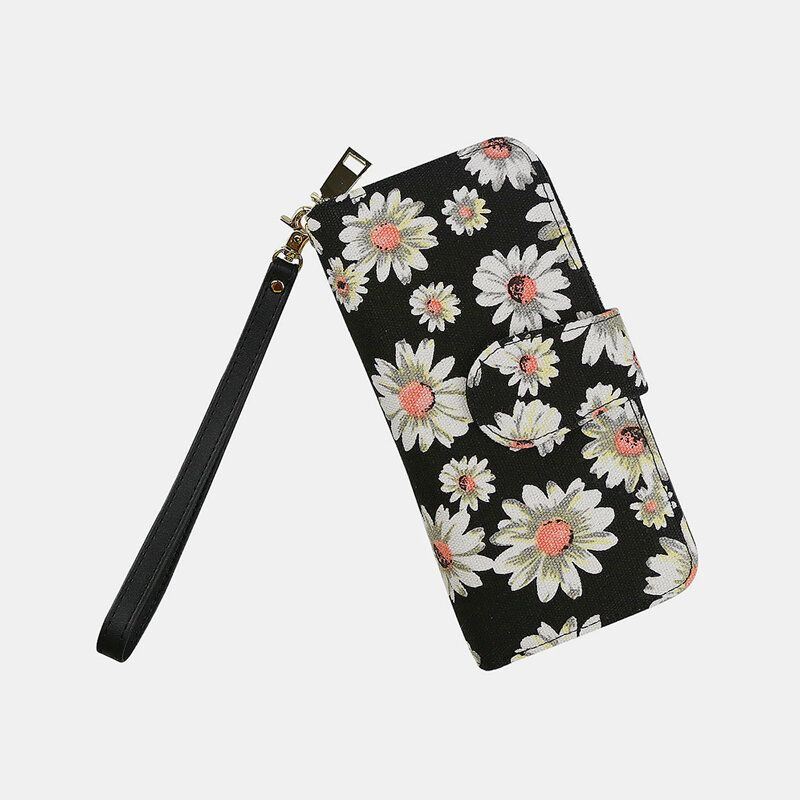 Dames Canvas Boheemse Stijl Afdrukken Lange Clutch Portemonnee Portemonnee