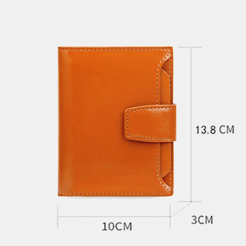 Dames Echt Leer Bifold Korte Ranti-magnetische Portemonnee 17 Card Slot Card Case Portemonnee