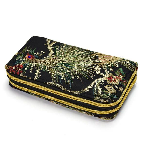 Dames Geborduurde Portemonnee In Nationale Stijl 6 Inch Telefoontas