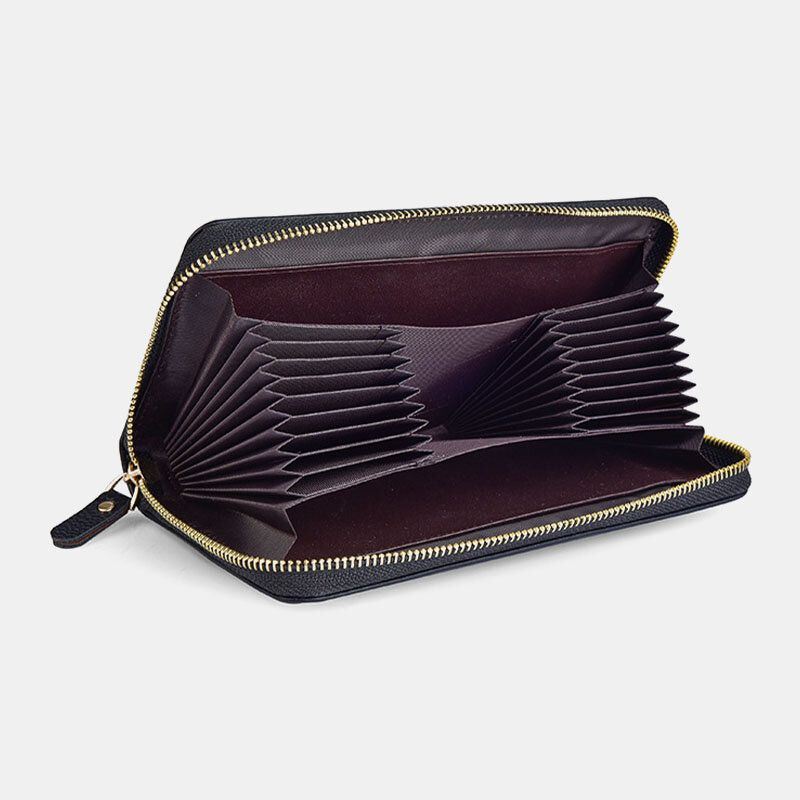 Dames & Heren Pu Leer Lychee Patroon Multi-kaartsleuf Afneembare Polsband Retro Middellange Kaarthouder Clutch Portefeuilles