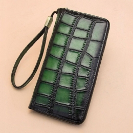 Dames Lederen Alligator Patroon Retro Zachte Lederen Tas Multi-slot Kaarthouder Portemonnee Clutch Purse