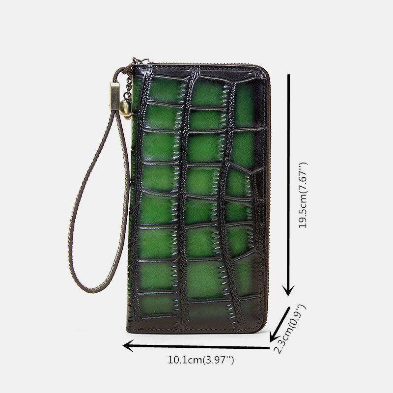 Dames Lederen Alligator Patroon Retro Zachte Lederen Tas Multi-slot Kaarthouder Portemonnee Clutch Purse