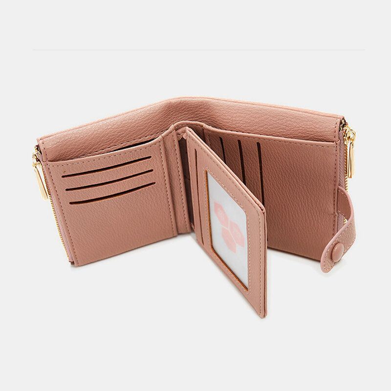 Dames Pu-leer Multi-slot Hand Carry Short Wallet Clutch Purse