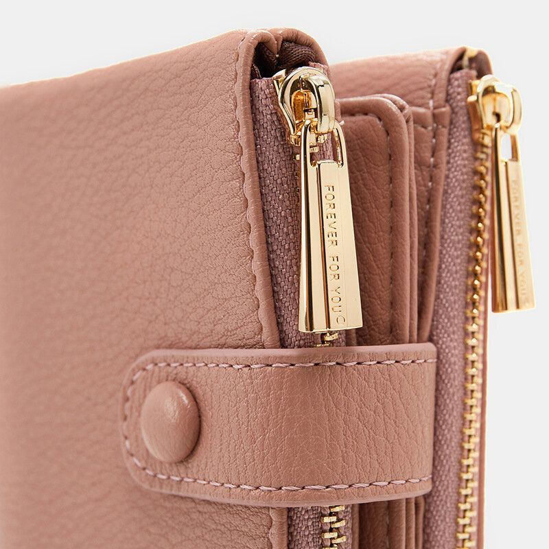 Dames Pu-leer Multi-slot Hand Carry Short Wallet Clutch Purse