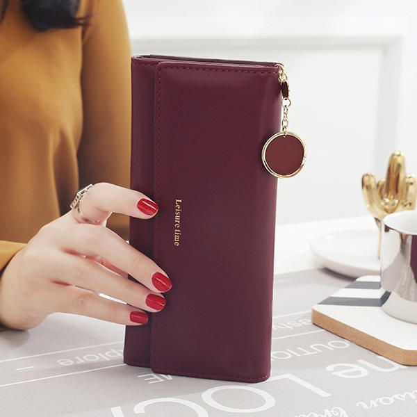 Damesmode Telefoontas Kunstleer Multifunctionele Lange Portemonnee 9 Kaartsleuven Clutch Bag