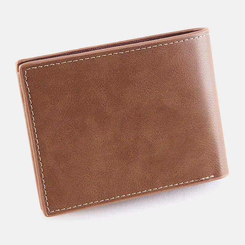 Heren Bifold Korte Antimagnetische Portemonnee Vintage Multi-kaartsleuven Kaarthouder Geldclip