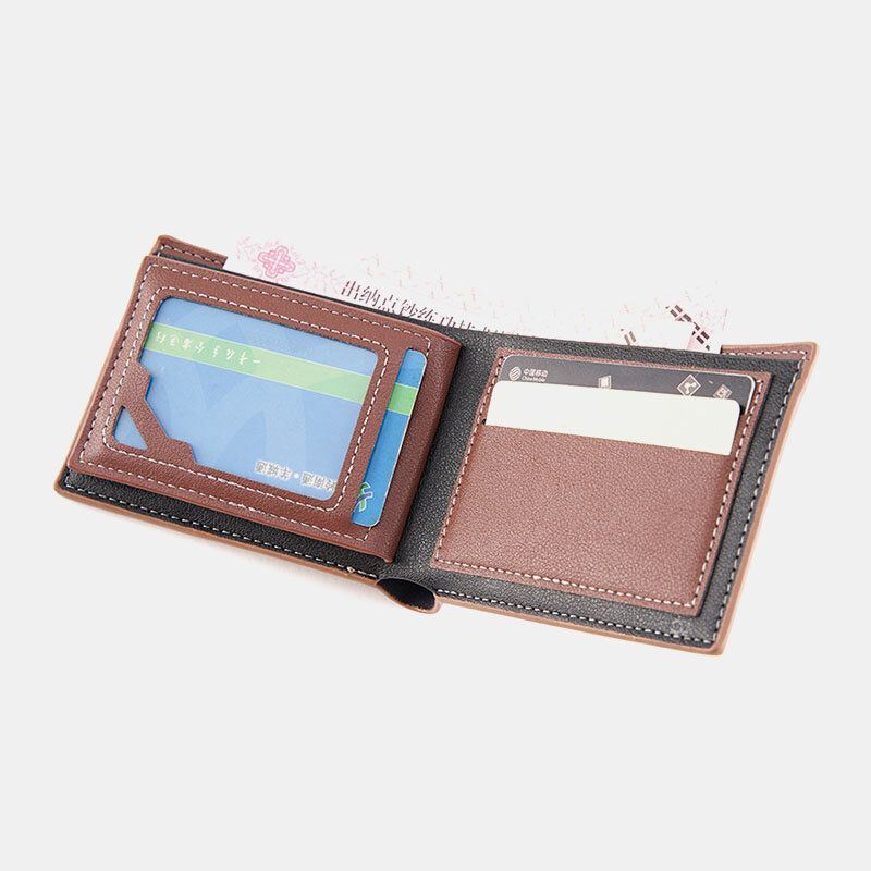 Heren Bifold Korte Antimagnetische Portemonnee Vintage Multi-kaartsleuven Kaarthouder Geldclip