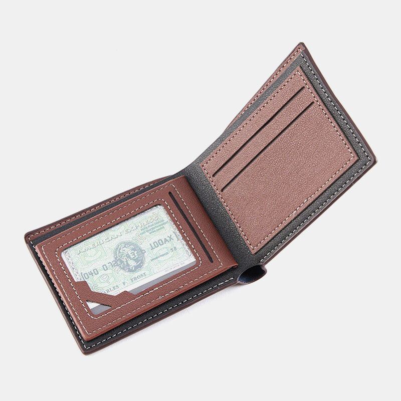 Heren Bifold Korte Antimagnetische Portemonnee Vintage Multi-kaartsleuven Kaarthouder Geldclip