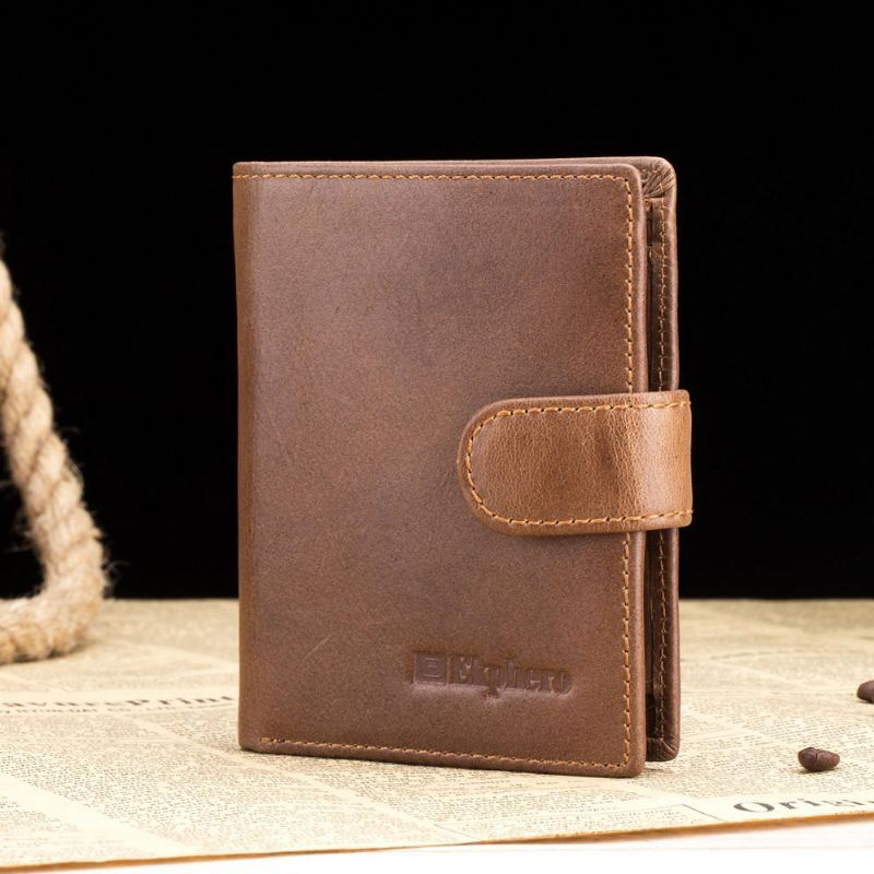 Heren Bifold Korte Portemonnee Vintage Lederen Multi-kaartsleuf Kaarthouder Hasp Coin Bag