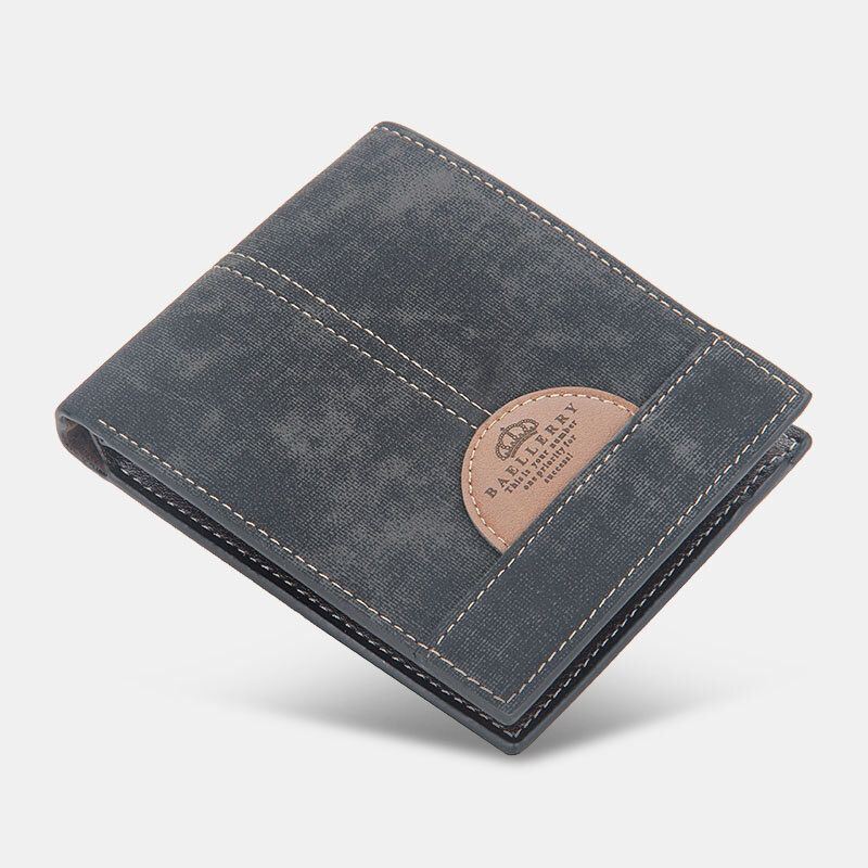 Heren Dunne Bifold Denim Patroon Pu Lederen Portemonnee Multi-kaartsleuf Kaarthouder Grote Capaciteit Portemonnee