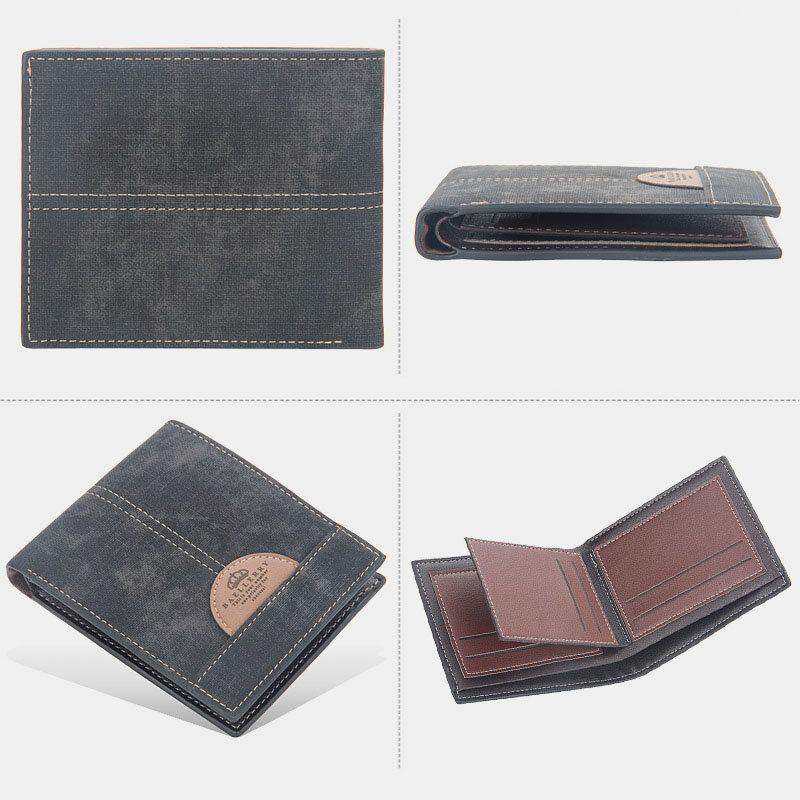 Heren Dunne Bifold Denim Patroon Pu Lederen Portemonnee Multi-kaartsleuf Kaarthouder Grote Capaciteit Portemonnee