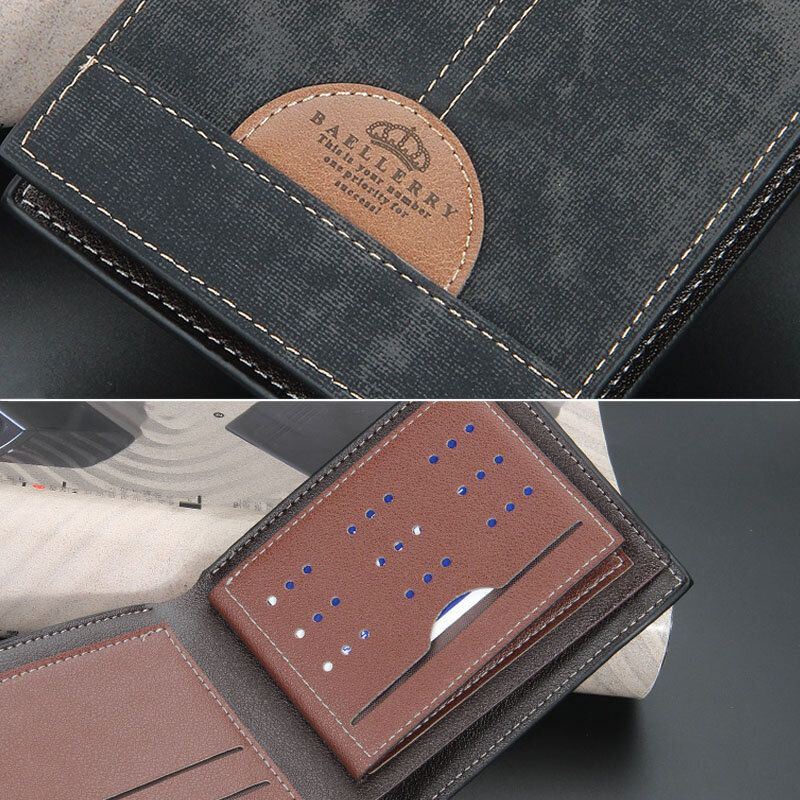 Heren Dunne Bifold Denim Patroon Pu Lederen Portemonnee Multi-kaartsleuf Kaarthouder Grote Capaciteit Portemonnee