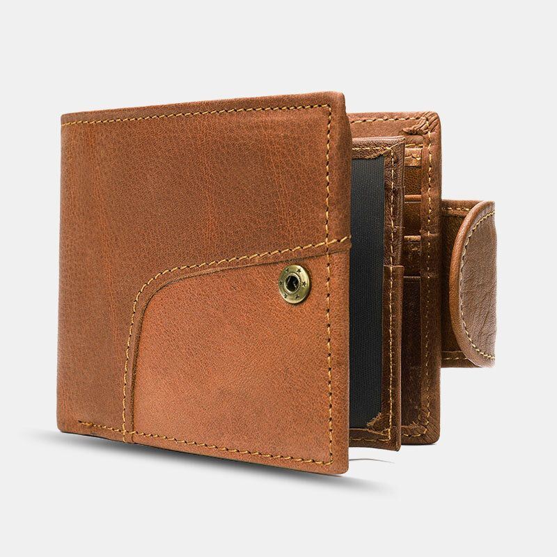 Heren Echt Leer Bifold Anti-diefstal Multi-kaartsleuf Retro Casual Kaarthouder Munt Portemonnee