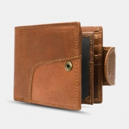 Heren Echt Leer Bifold Anti-diefstal Multi-kaartsleuf Retro Casual Kaarthouder Munt Portemonnee