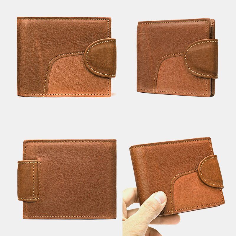 Heren Echt Leer Bifold Anti-diefstal Multi-kaartsleuf Retro Casual Kaarthouder Munt Portemonnee