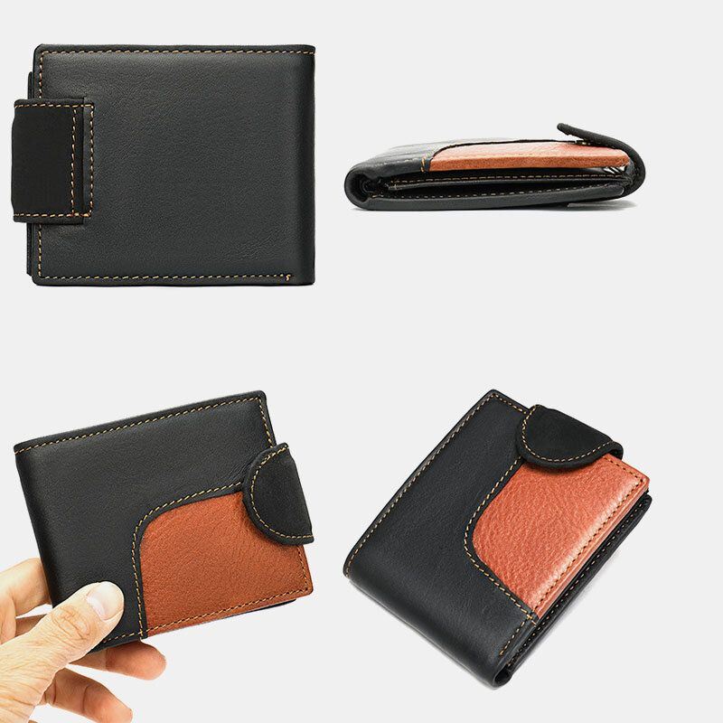 Heren Echt Leer Bifold Anti-diefstal Multi-kaartsleuf Retro Casual Kaarthouder Munt Portemonnee