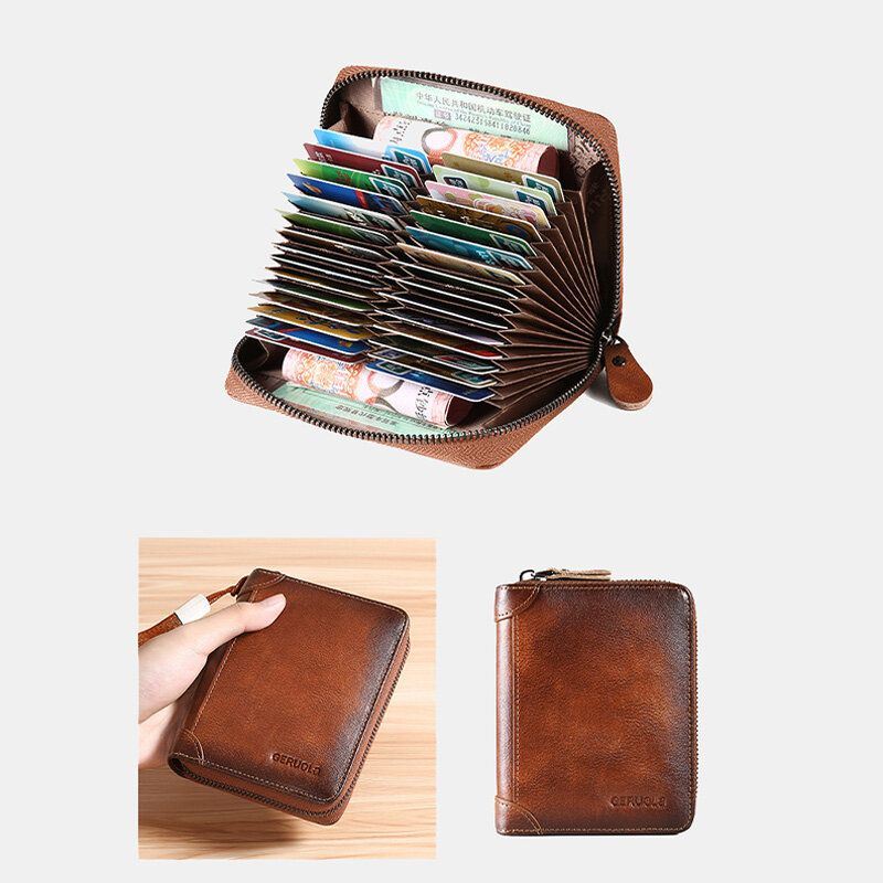 Heren Echt Leer Grote Capaciteit 30 Card Slot Card Case Anti-magnetische Geld Clip Orgel Portefeuilles