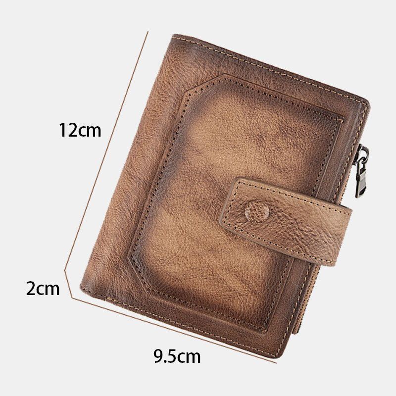 Heren Echt Leer Hand Gewreven Kleur Korte Bifold Grote Capaciteit Geld Clip Retro Multi-card Slot Card Case Rijbewijs Portemonnee