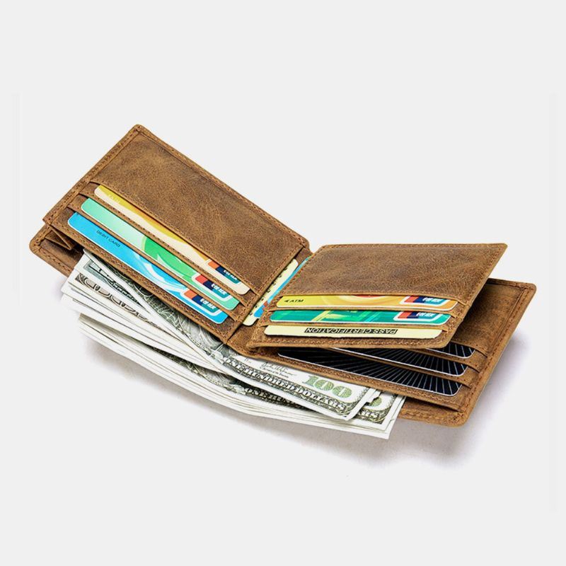 Heren Echt Leer Korte Bifold Multi-kaartsleuf Id Portefeuilles Card Case Geld Clip Portemonnee Portemonnee