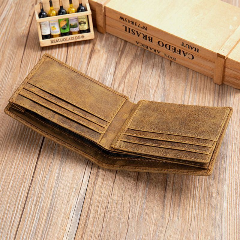 Heren Echt Leer Korte Bifold Multi-kaartsleuf Id Portefeuilles Card Case Geld Clip Portemonnee Portemonnee