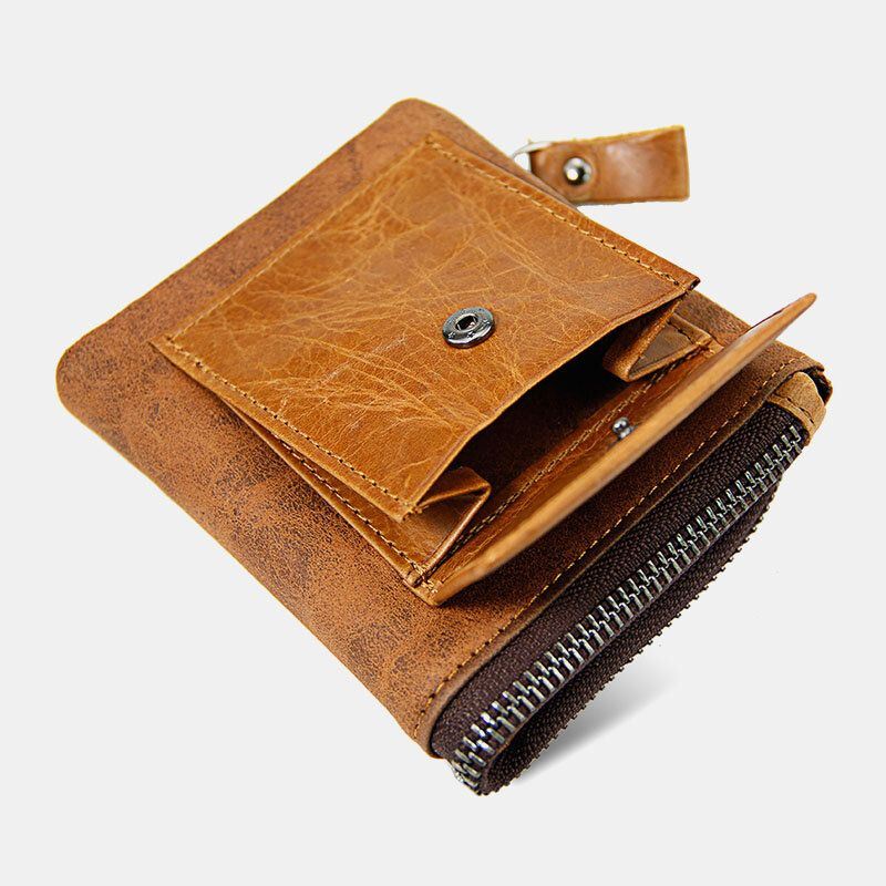 Heren Echt Leer Multifunctionele Retro Bifold Multi-kaartsleuf Kaarthouder Portemonnee Portemonnee Geld Clip