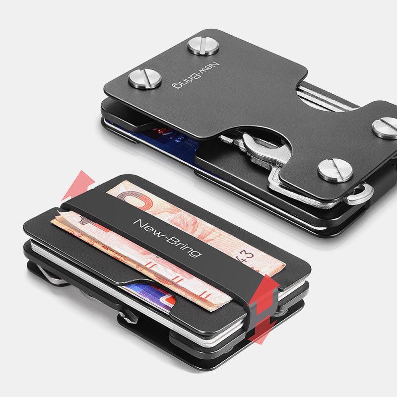 Heren Een Stuk Edc Aluminium Multifunctioneel Gereedschap Sleutelhanger Card Case Portemonnee Geld Clip