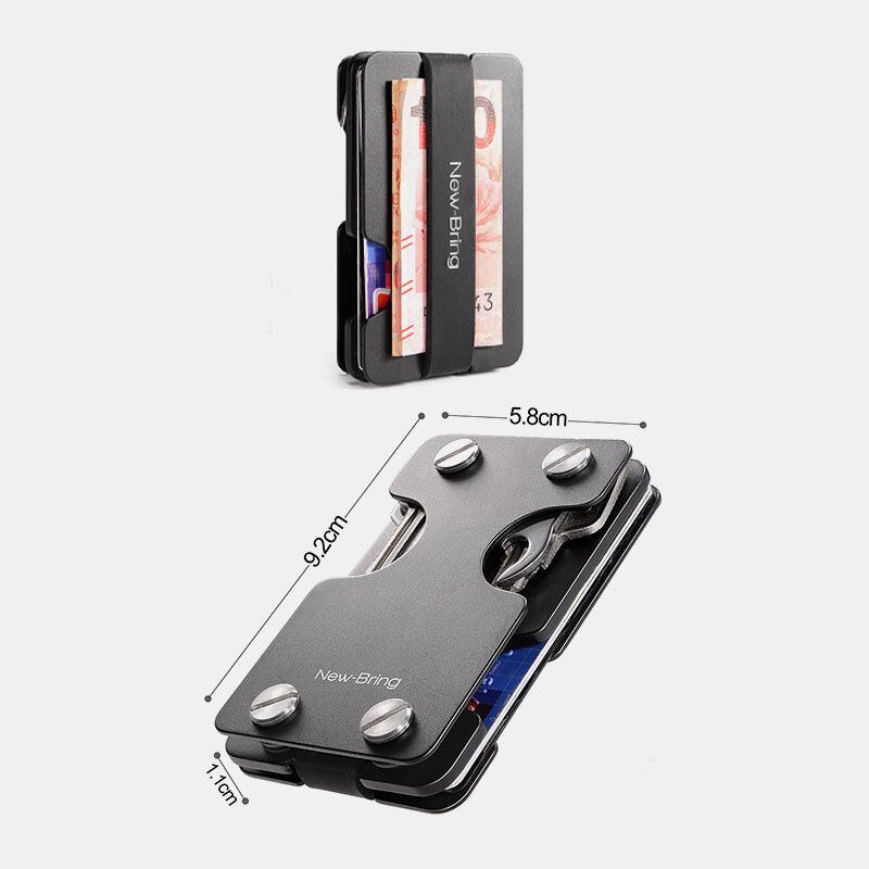 Heren Een Stuk Edc Aluminium Multifunctioneel Gereedschap Sleutelhanger Card Case Portemonnee Geld Clip