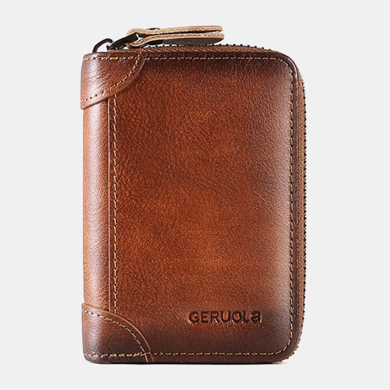 Heren Gewreven Kleur Eerste Laag Koeienhuid 12 Card Slot Card Case Grote Capaciteit Anti-magnetische Geld Clip Orgel Portefeuilles