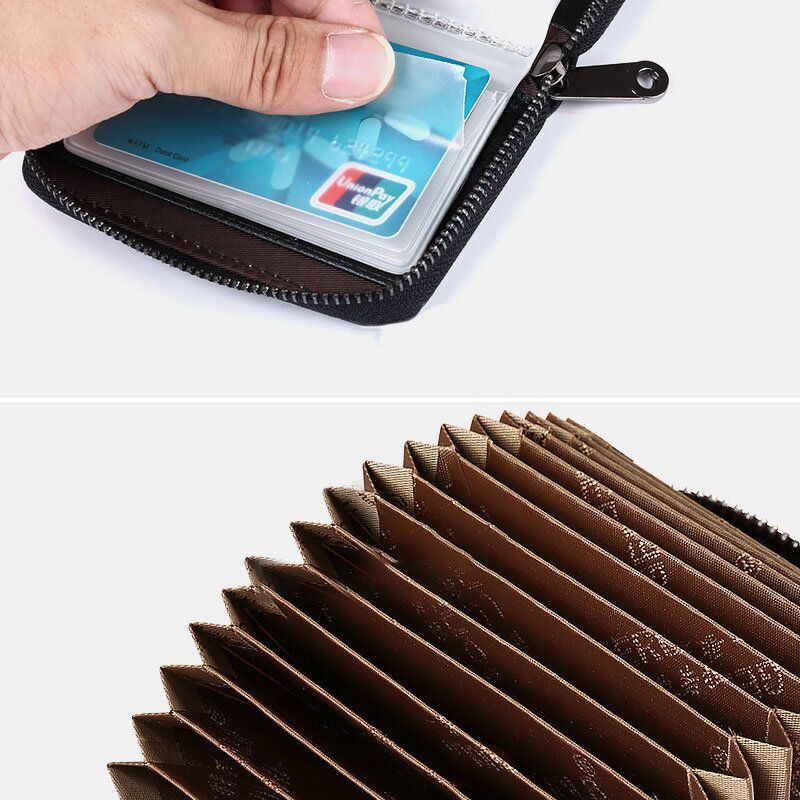 Heren Gewreven Kleur Eerste Laag Koeienhuid 12 Card Slot Card Case Grote Capaciteit Anti-magnetische Geld Clip Orgel Portefeuilles