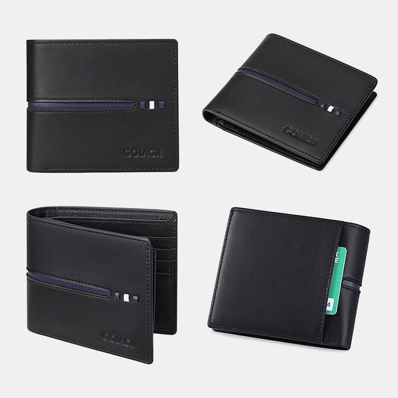 Heren Horizontale Bifold Blocking Card Case Retro Korte Multi-card Slot Kaarthouder Portemonnee Geld Clip Rijbewijs Portemonnee