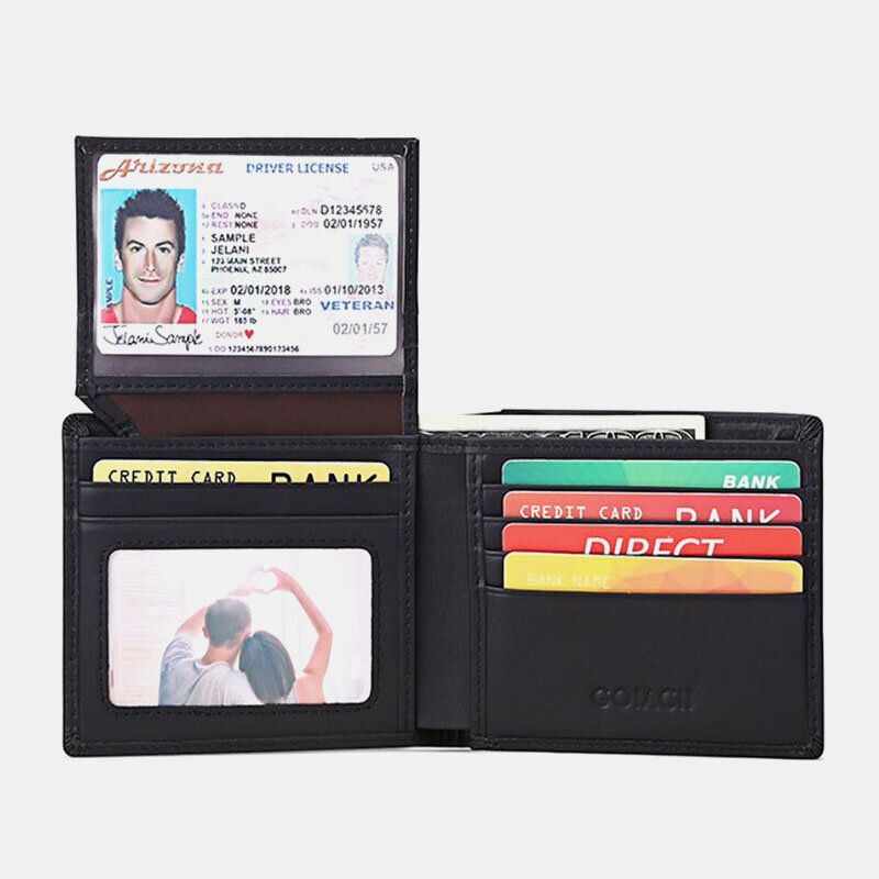 Heren Horizontale Bifold Blocking Card Case Retro Korte Multi-card Slot Kaarthouder Portemonnee Geld Clip Rijbewijs Portemonnee