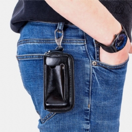 Heren Koeienhuid Auto Sleutelhanger Portemonnee Multifunctionele Geld Clip Card Case Met Haak