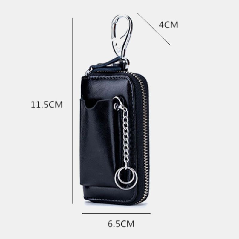 Heren Koeienhuid Auto Sleutelhanger Portemonnee Multifunctionele Geld Clip Card Case Met Haak