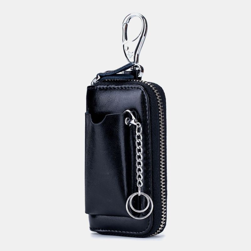 Heren Koeienhuid Auto Sleutelhanger Portemonnee Multifunctionele Geld Clip Card Case Met Haak