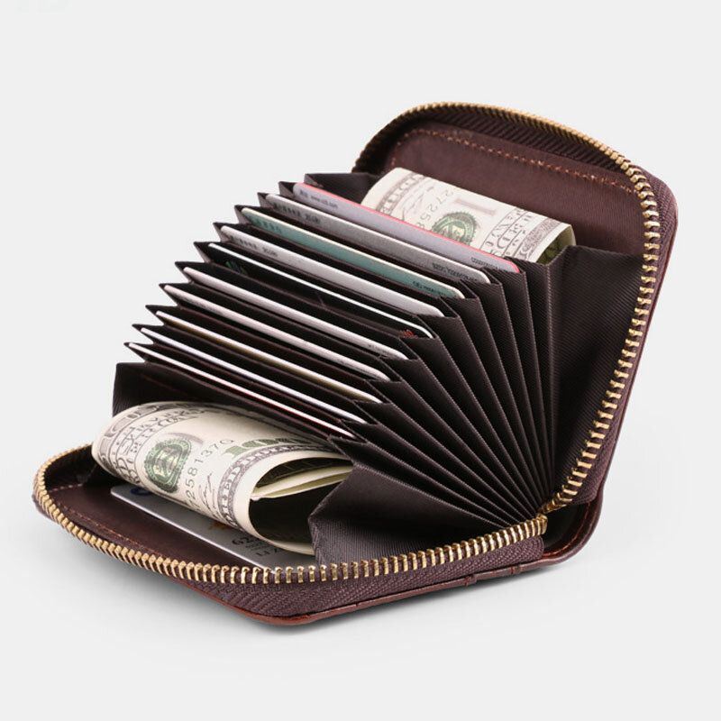 Heren Koeienhuid Orgel Portemonnee Anti-magnetische Multi-kaartsleuf Kaarthouder Geld Clip Card Case