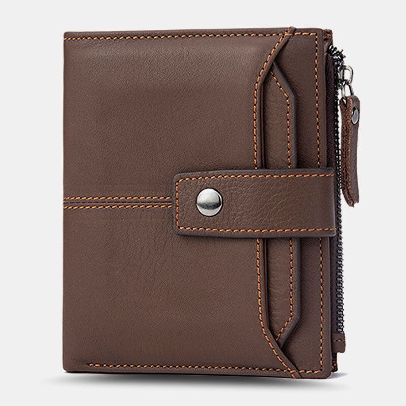 Heren Korte Bifold Blokkeren Portemonnee Retro Casual Multi-card Slot Kaarthouder Koeienhuid Rijbewijs Portemonnee