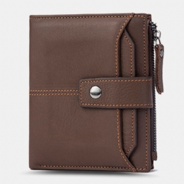 Heren Korte Bifold Blokkeren Portemonnee Retro Casual Multi-card Slot Kaarthouder Koeienhuid Rijbewijs Portemonnee