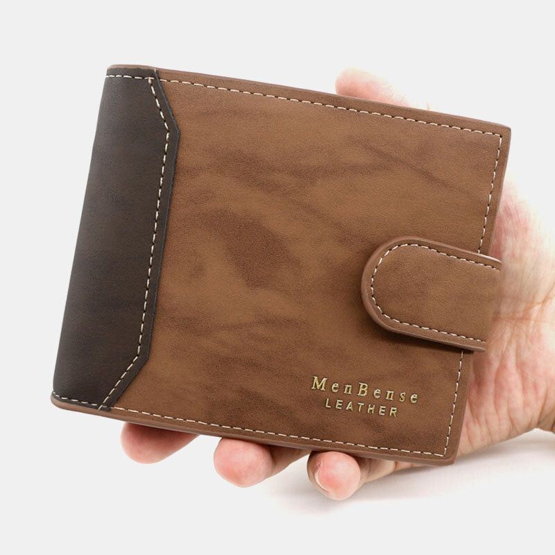 Heren Kunstleer Kleuraanpassing Multi-card Korte Portemonnee Mode Hasp Bifold Geld Clip Portemonnee