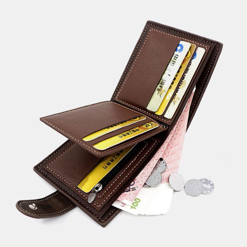 Heren Kunstleer Kleuraanpassing Multi-card Korte Portemonnee Mode Hasp Bifold Geld Clip Portemonnee