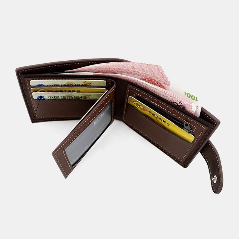 Heren Kunstleer Kleuraanpassing Multi-card Korte Portemonnee Mode Hasp Bifold Geld Clip Portemonnee