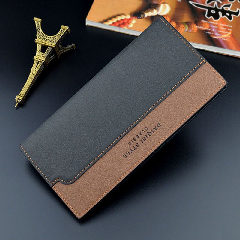 Heren Kunstleer Mode Bifold Multi-slots Kleuraanpassing Lange Portemonnee Portemonnee Card Case