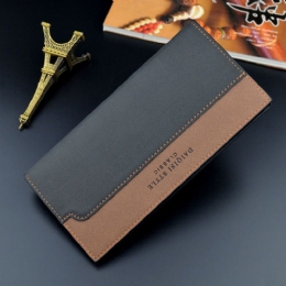 Heren Kunstleer Mode Bifold Multi-slots Kleuraanpassing Lange Portemonnee Portemonnee Card Case