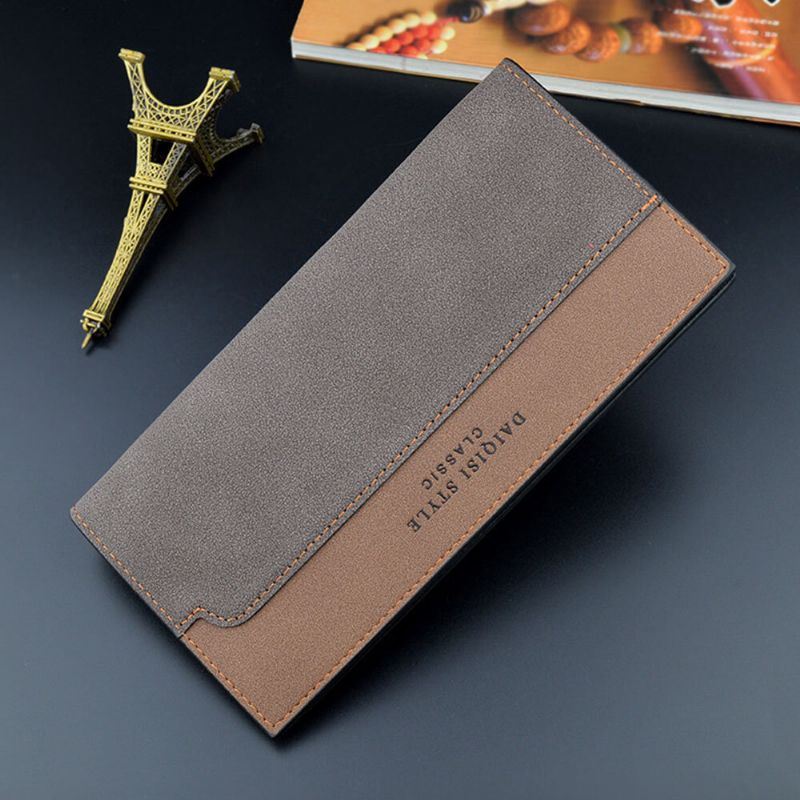 Heren Kunstleer Mode Bifold Multi-slots Kleuraanpassing Lange Portemonnee Portemonnee Card Case