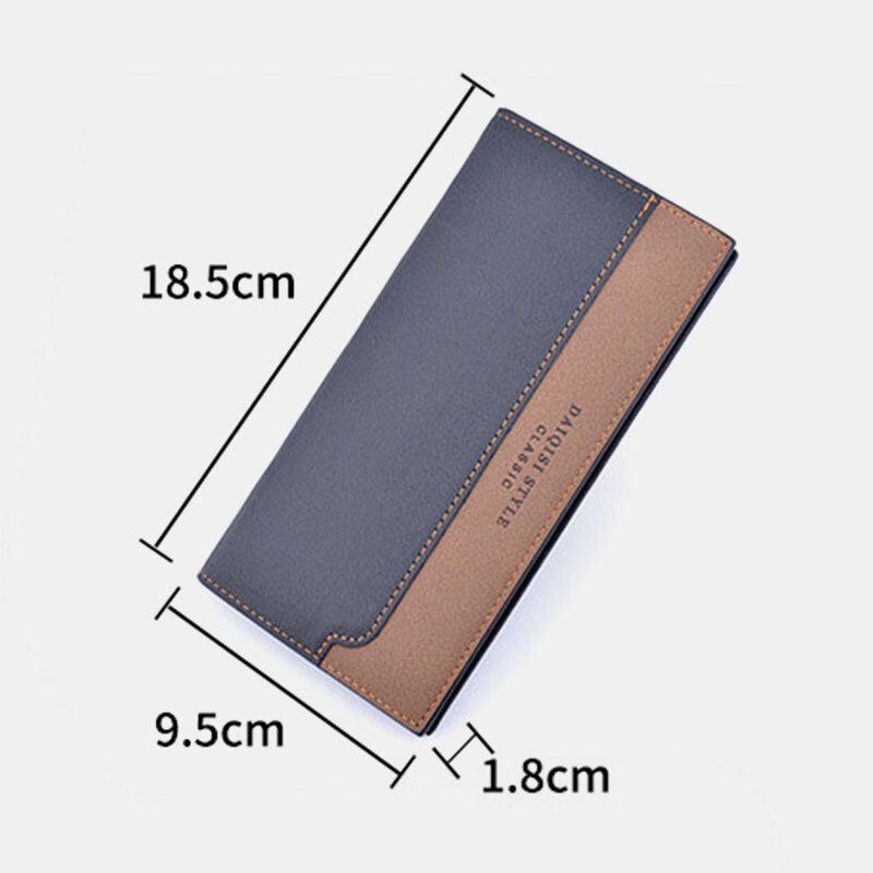 Heren Kunstleer Mode Bifold Multi-slots Kleuraanpassing Lange Portemonnee Portemonnee Card Case