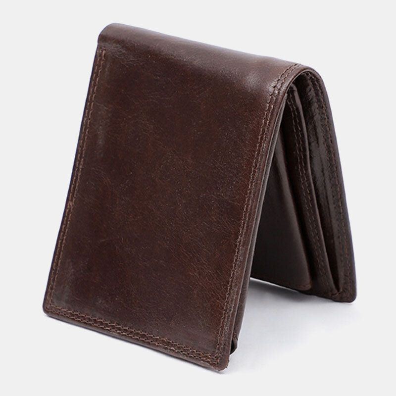 Heren Lederen Anti-diefstal Vintage Korte Multi-card Slot Kaarthouder Portemonnee Bifold Geld Clip Portefeuilles