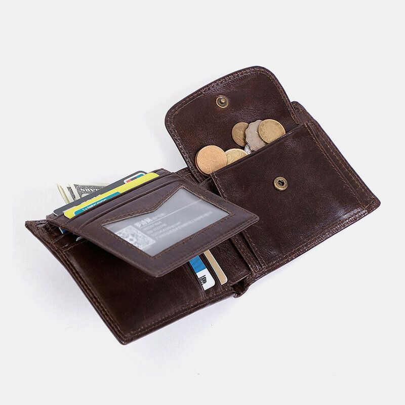 Heren Lederen Anti-diefstal Vintage Korte Multi-card Slot Kaarthouder Portemonnee Bifold Geld Clip Portefeuilles