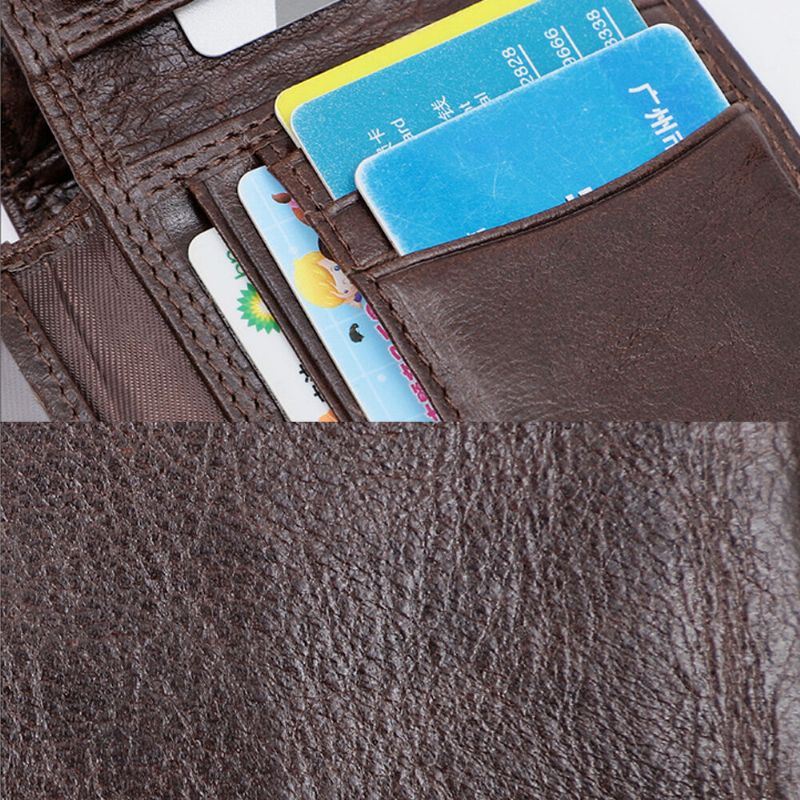 Heren Lederen Anti-diefstal Vintage Korte Multi-card Slot Kaarthouder Portemonnee Bifold Geld Clip Portefeuilles