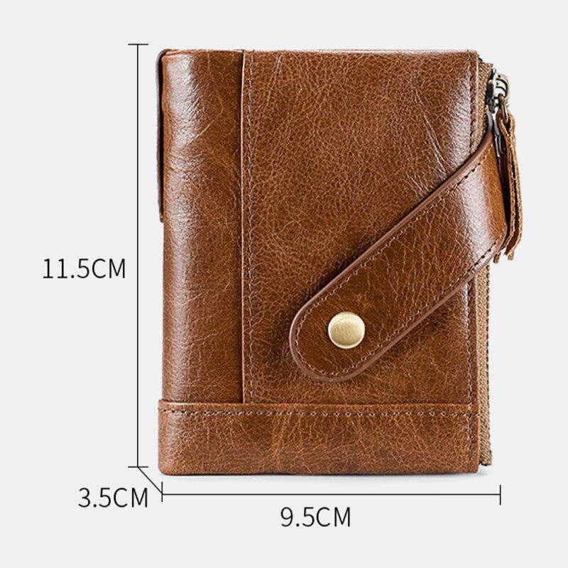 Heren Lederen Anti-magnetische Portemonnee Portemonnee Bifold Dubbele Rits Portemonnee Card Case