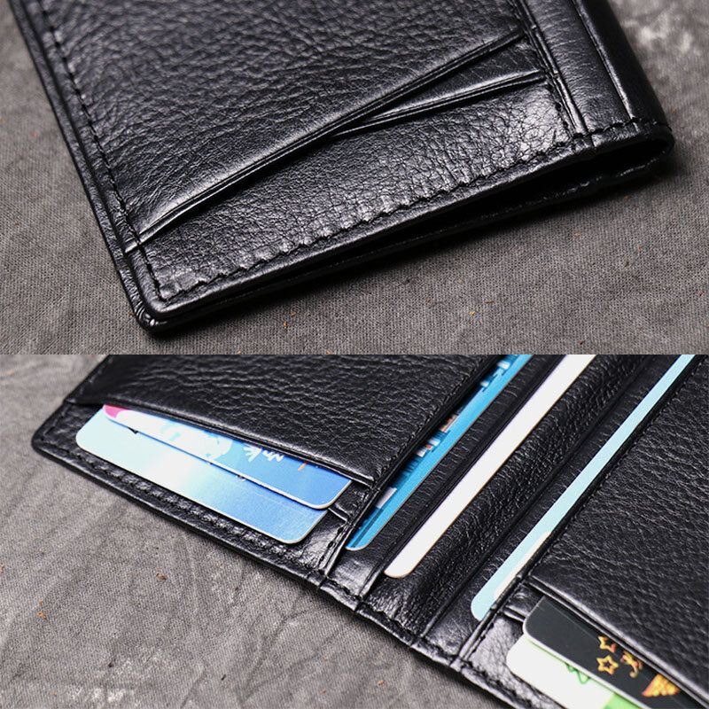 Heren Lederen Koeienhuid Multi-slot Card Case Licentie Pocket Kaarthouder Portemonnee